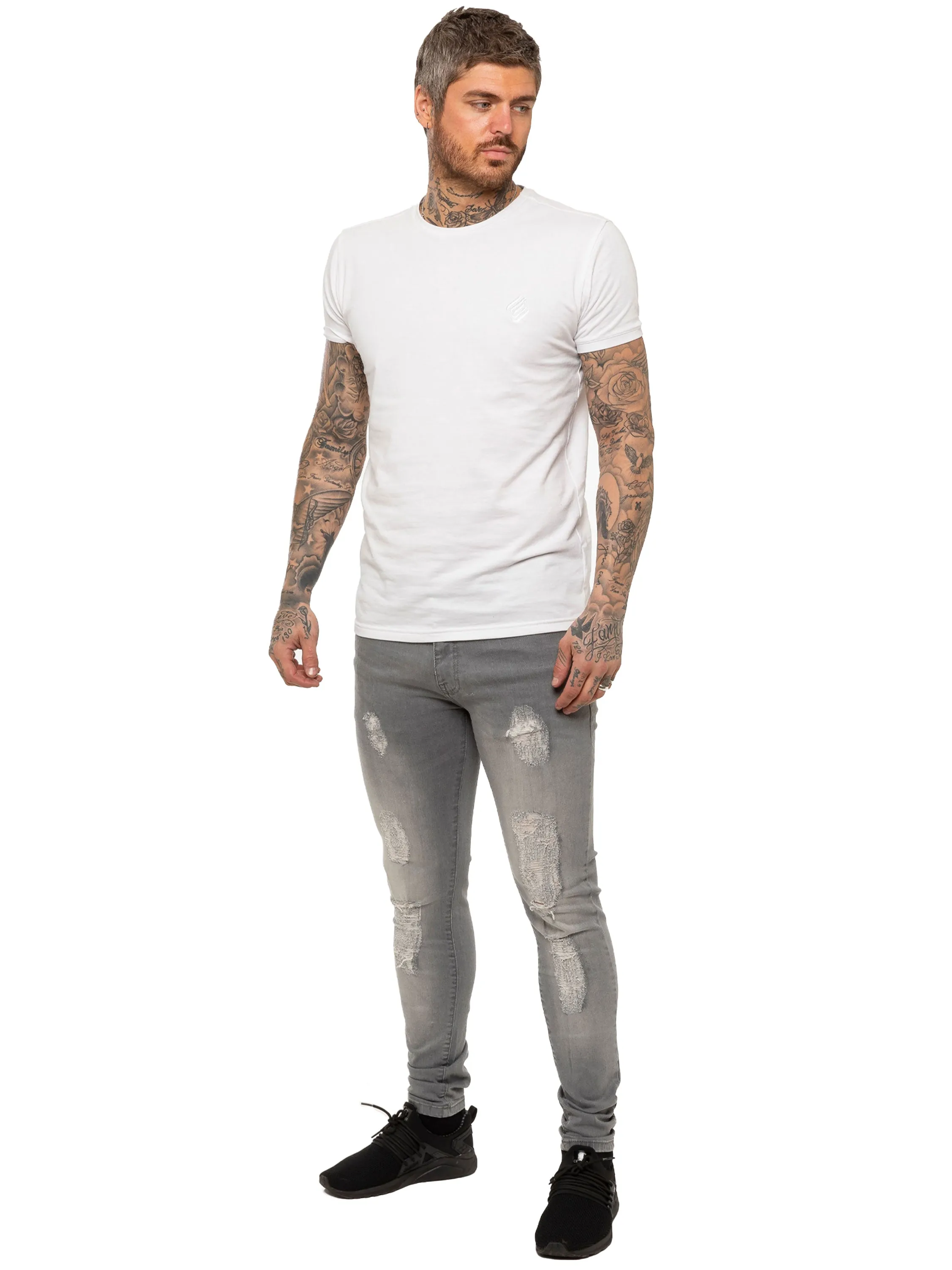 Mens Denim Ripped Denim Jeans| Enzo Designer Menswear