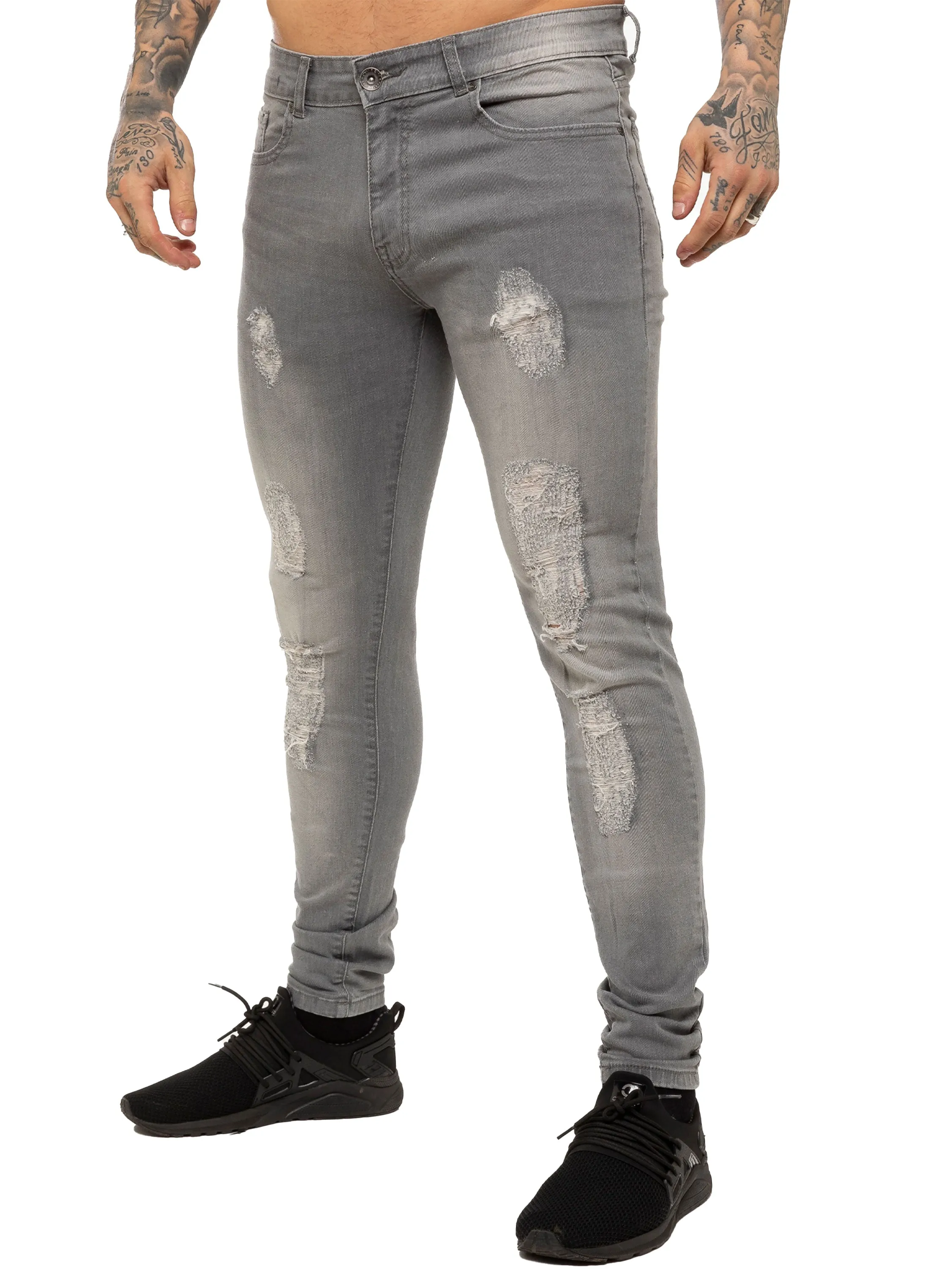 Mens Denim Ripped Denim Jeans| Enzo Designer Menswear