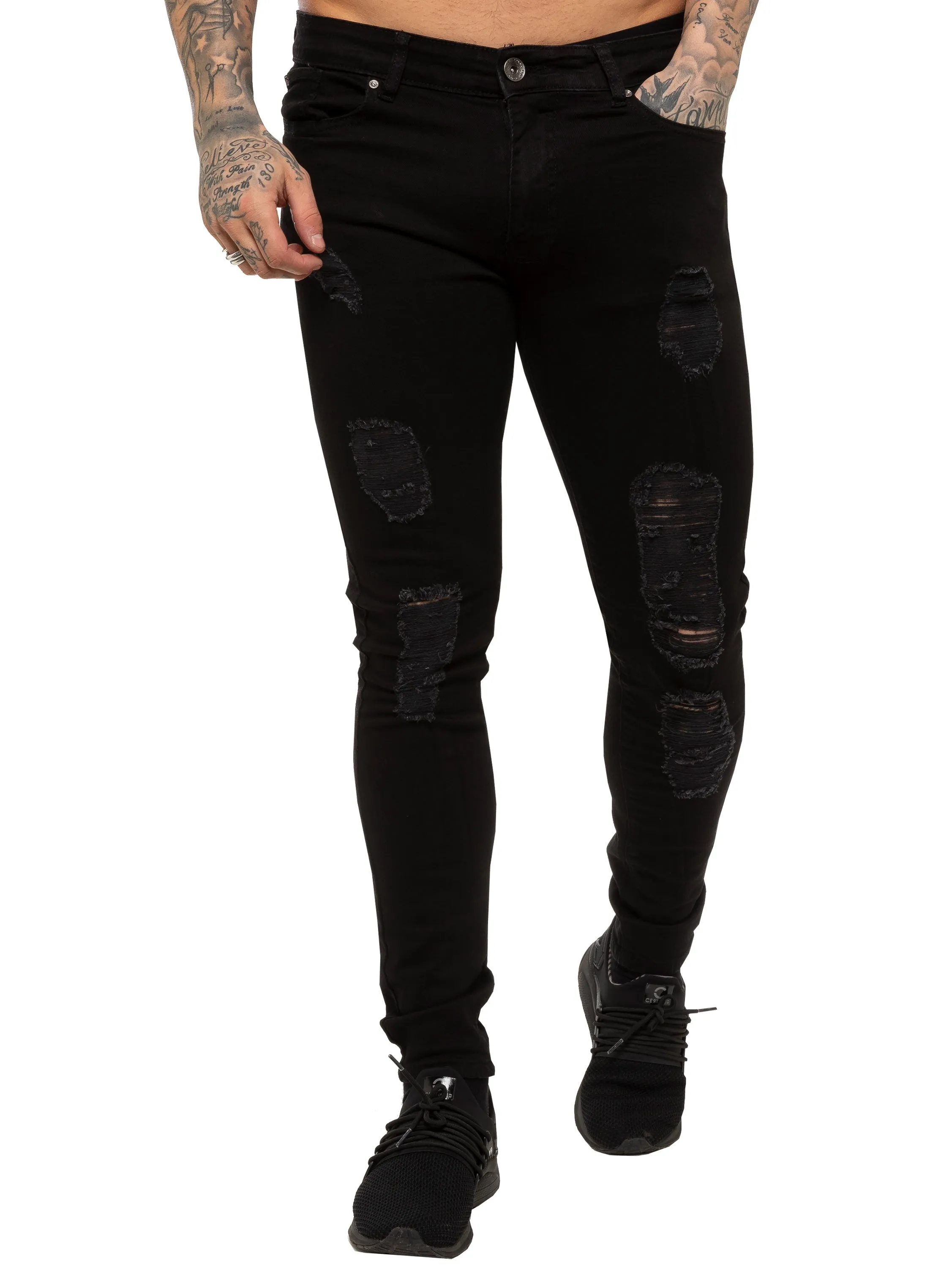 Mens Denim Ripped Denim Jeans| Enzo Designer Menswear