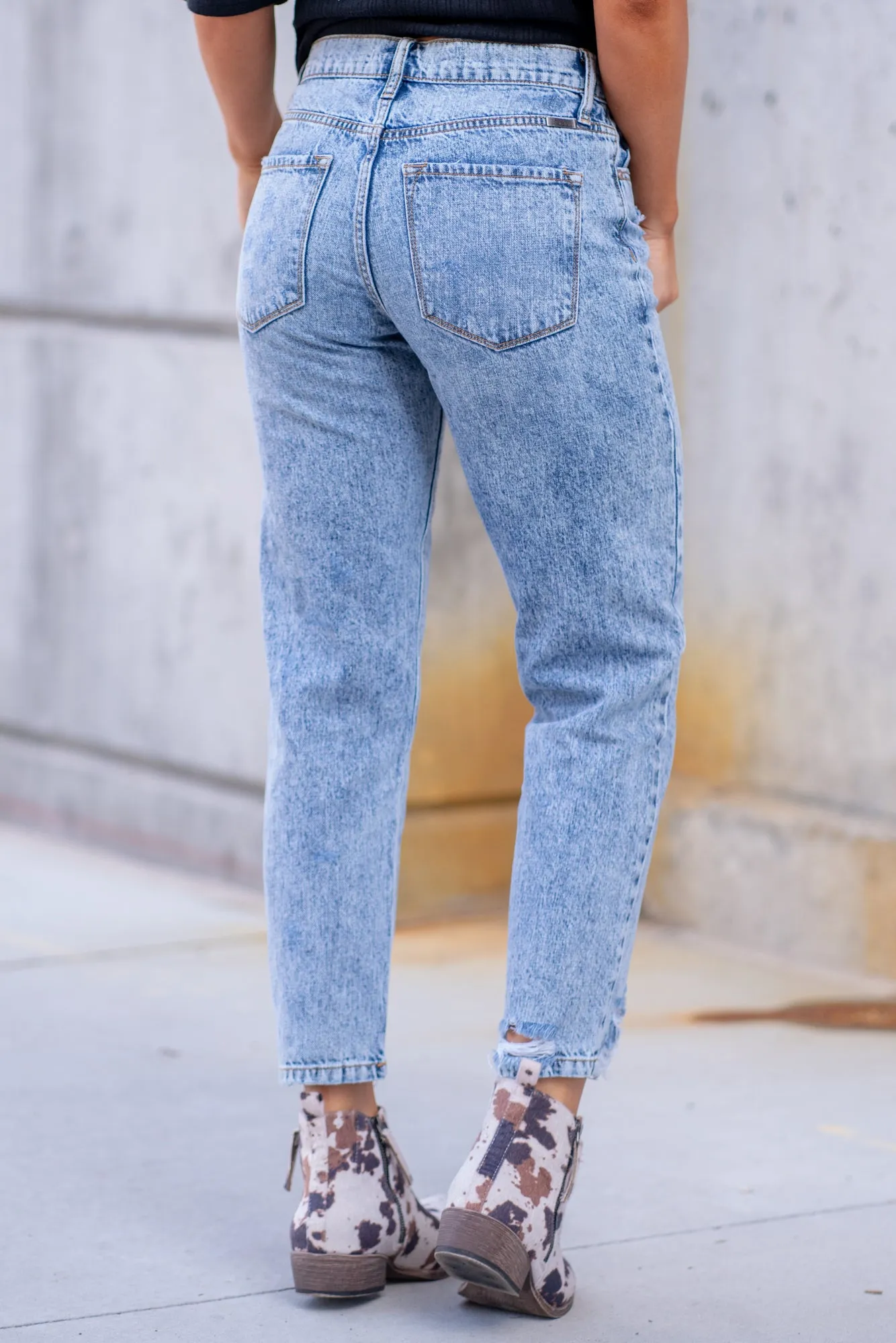 Mystic Distressed High Rise Ankle Mom Jeans