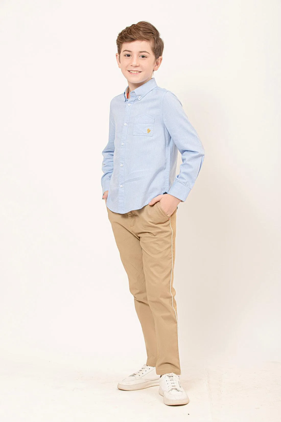 One Friday Varsity Chic Powder Blue Full Sleeves Shirt for Boys