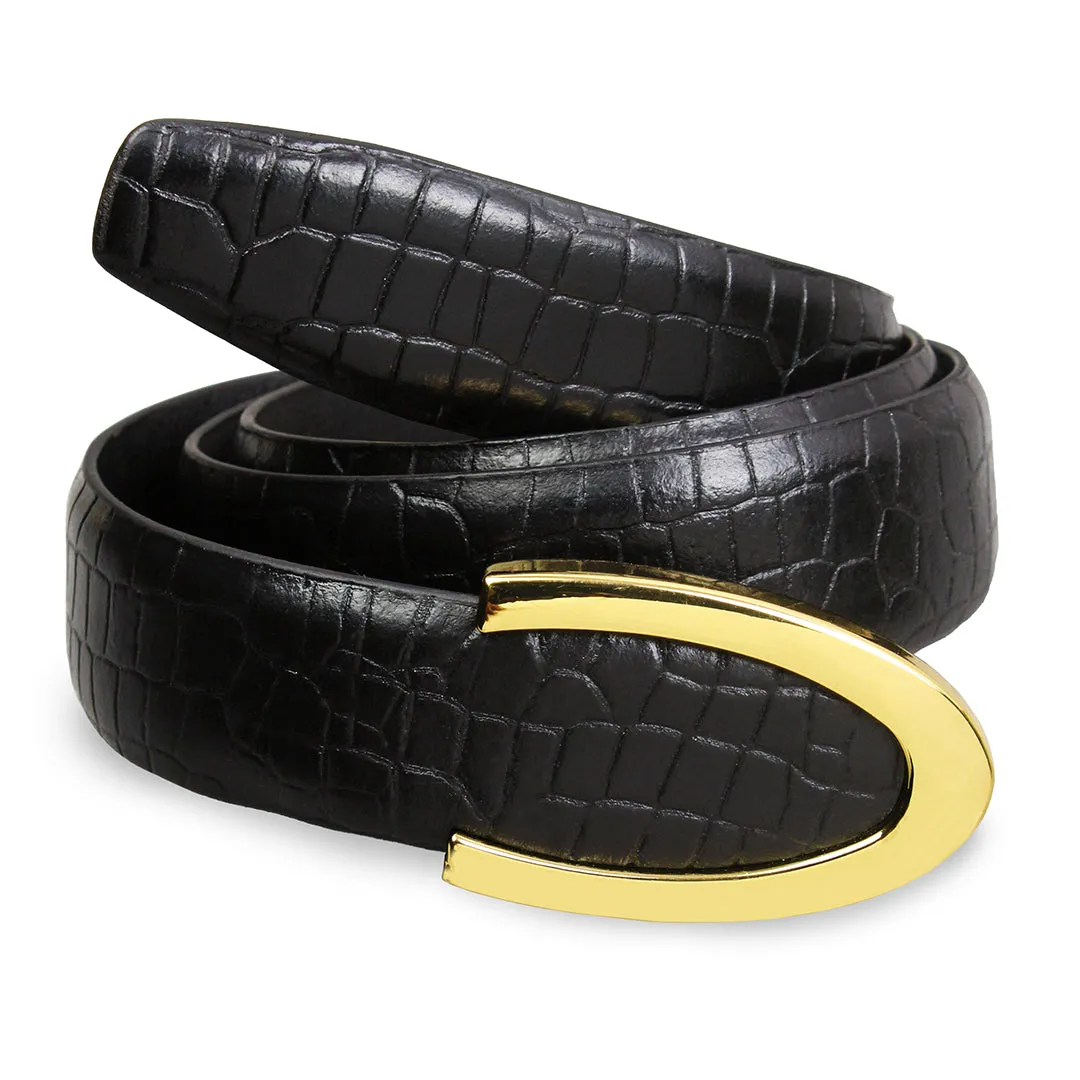 Peluche Regalia Black Checkered Profile Leather Belt For Men