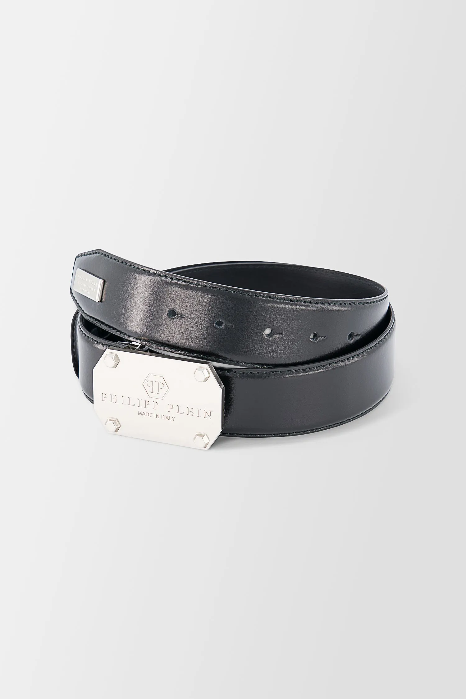 Philipp Plein Black Leather Original Belt