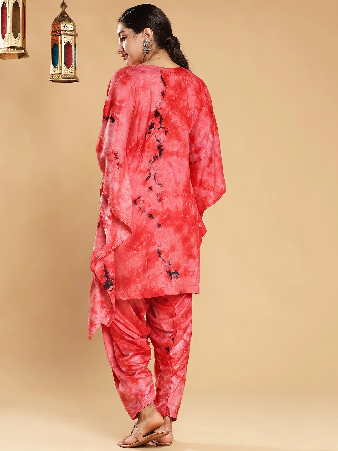 Red Rayon TieDyeKurta - StrawberryCream