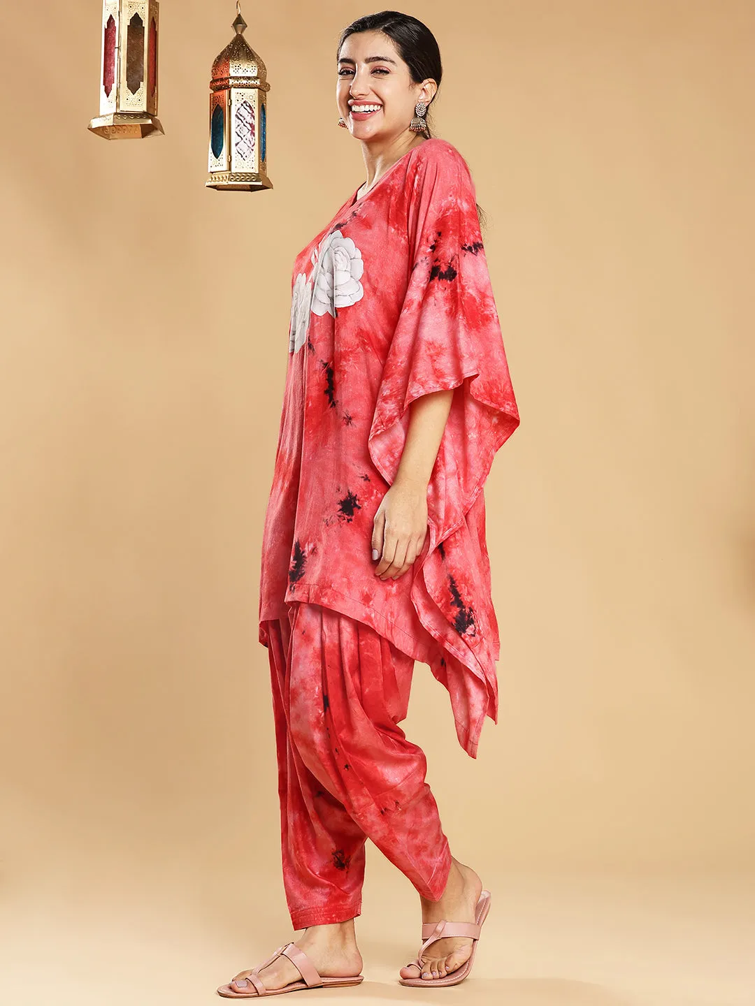 Red Rayon TieDyeKurta - StrawberryCream