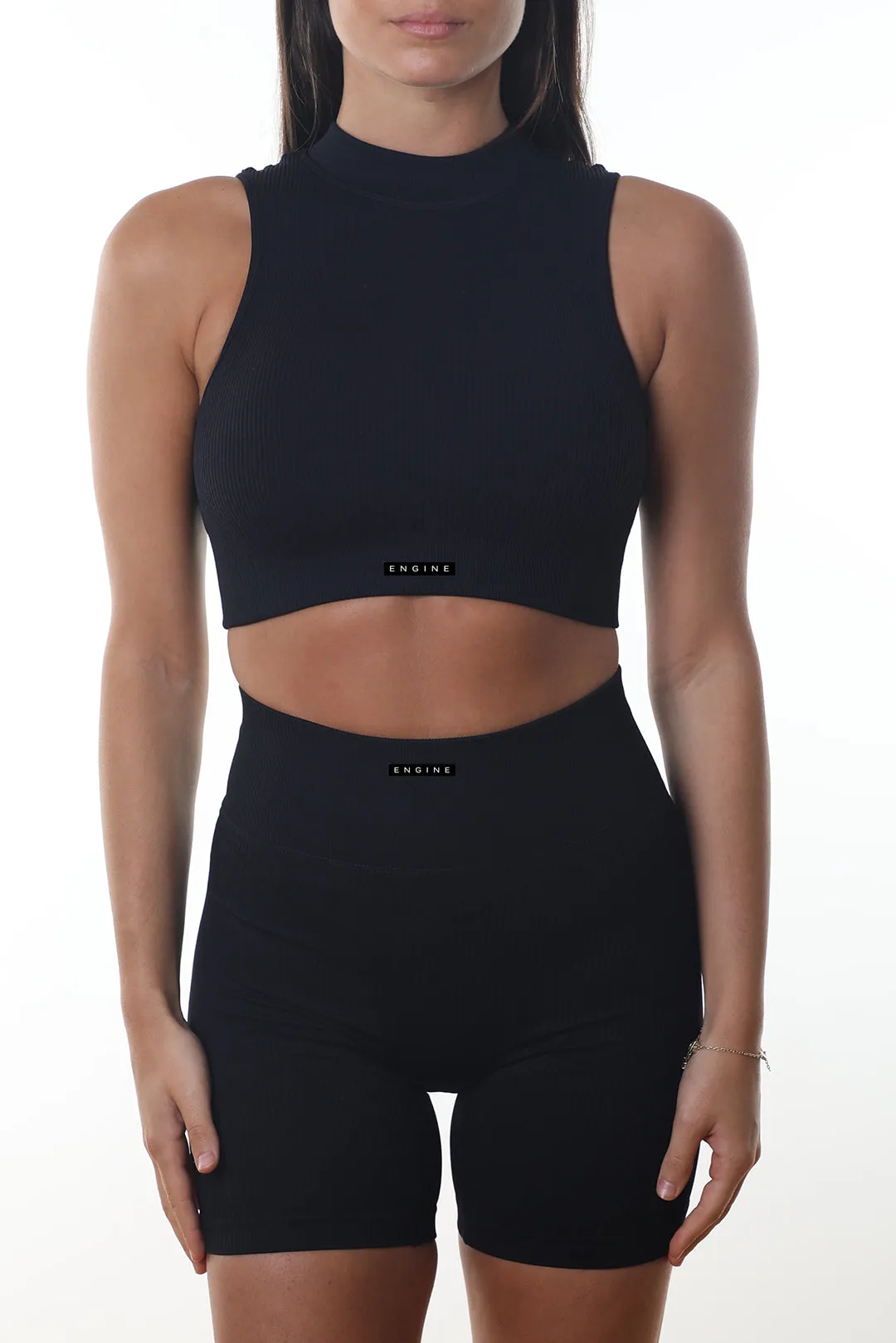 Ribbed High Neck Crop