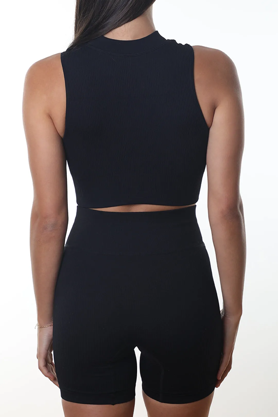 Ribbed High Neck Crop