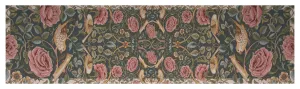 Roses and Birds II Blue French Tapestry Table Runner