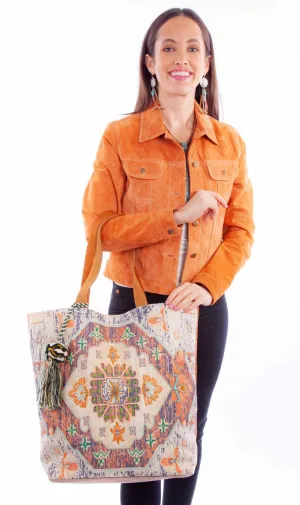 Scully Womens Oversized Southwestern Multi-Color Textile Shoulder Tote Bag