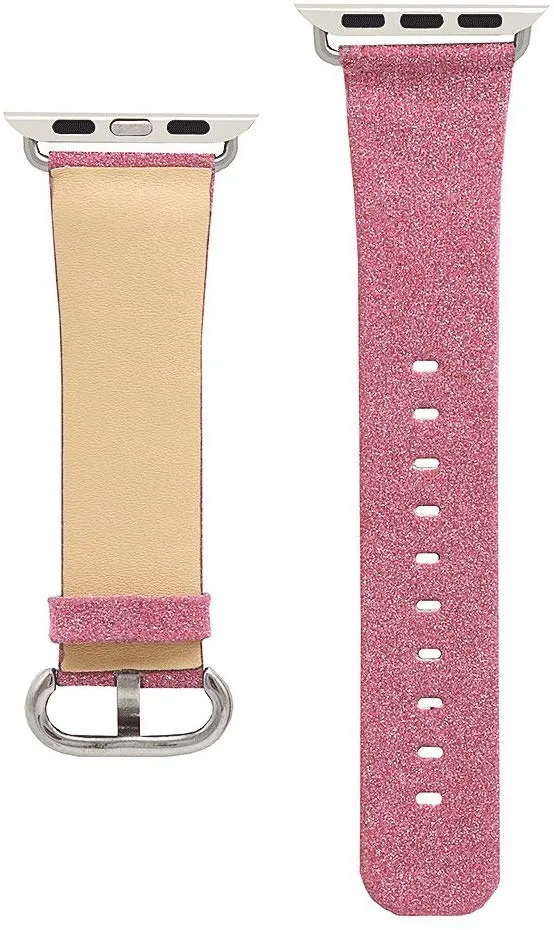 Solid Sparkly Glitter Leather Band For Apple Watch Multiple Colors Available