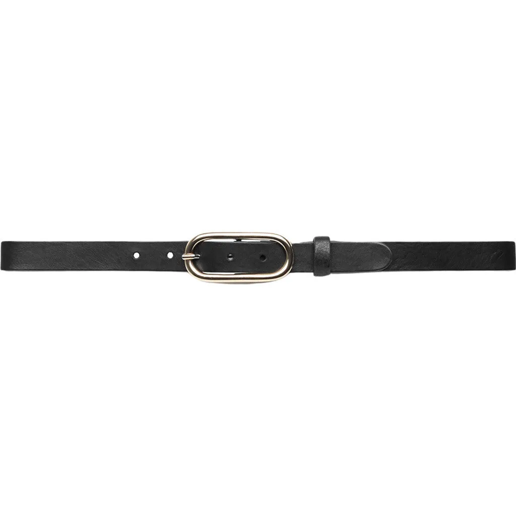 Timeless narrow belt in delicious leather quality / 16086 - Black (Nero)