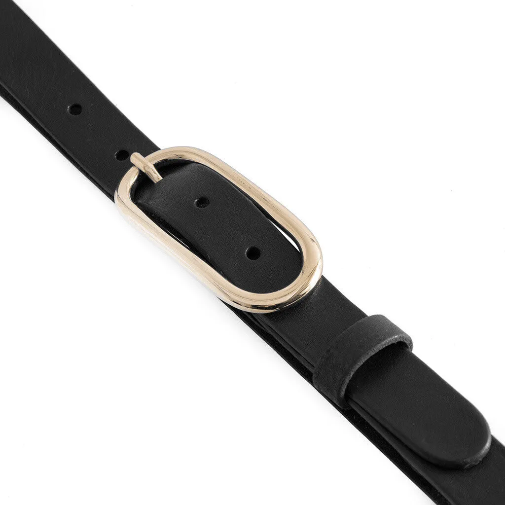 Timeless narrow belt in delicious leather quality / 16086 - Black (Nero)