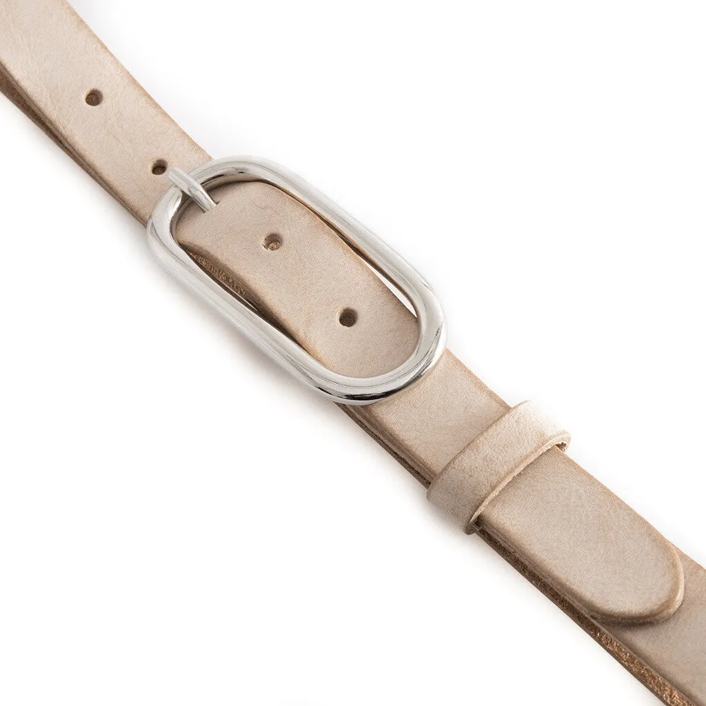 Timeless narrow belt in delicious leather quality / 16086 - Sand