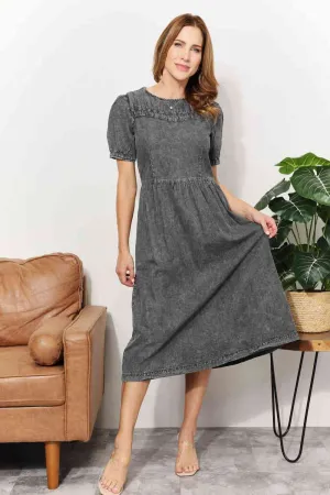 Washed Chambray Midi Dress