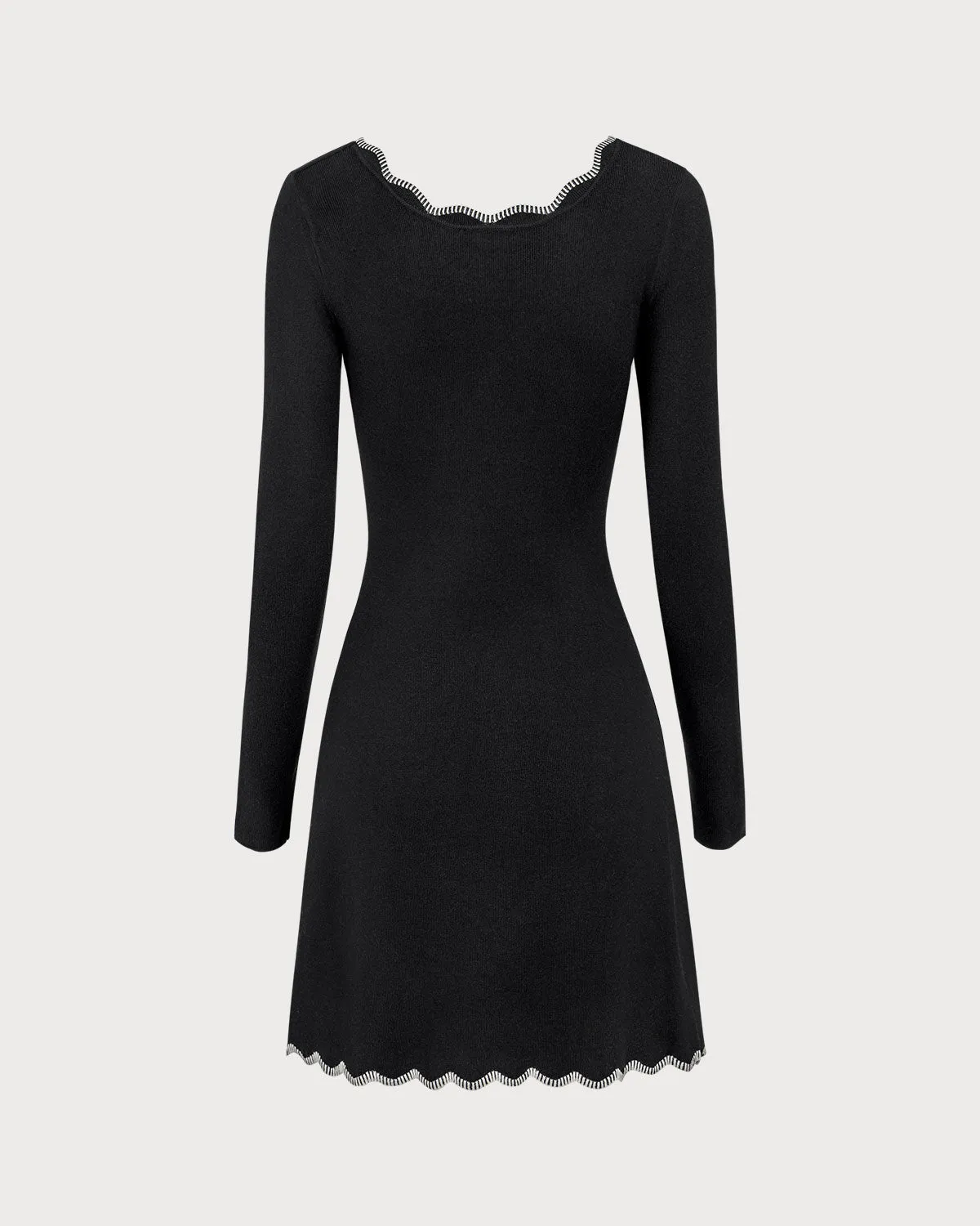 Women's Black Contrasting Knit Mini Dress