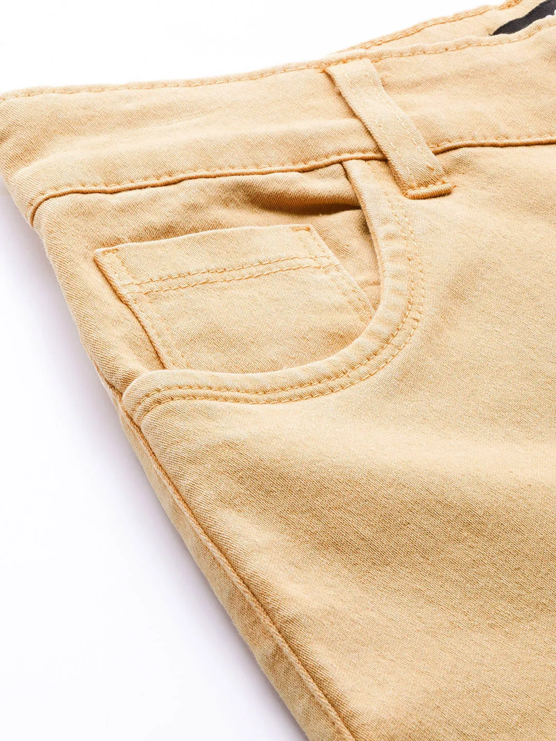 Yellow Denim Raw Edge Basic Jeans