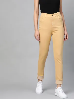 Yellow Denim Raw Edge Basic Jeans